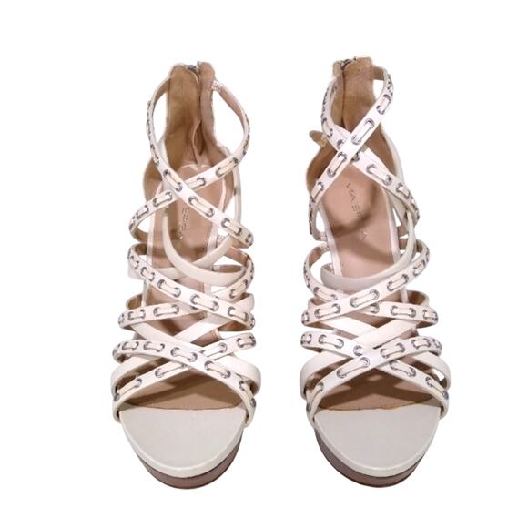 [D105] Via Spiga Platform Ivory Stappy Heels, Size 9.5 - Picture 2 of 7